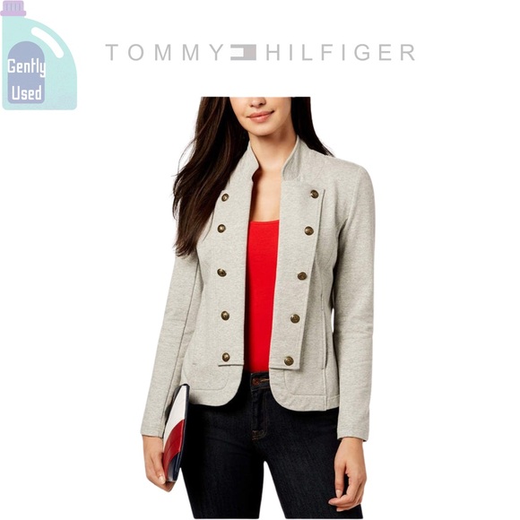 Tommy Hilfiger Military Gray Jacket Blazer Size XL 🤍🖤 - Picture 2 of 5